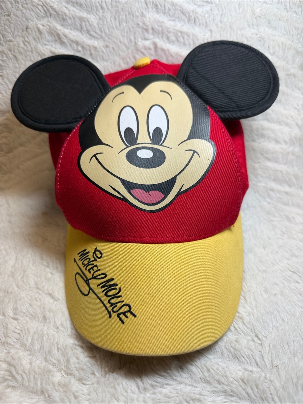 Disney Parks Red & Yellow Mickey Mouse (3D Ears)  youth adjustable  baseball cap